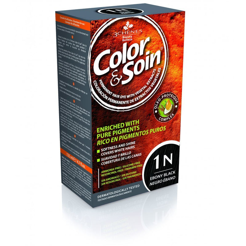 COLOR & SOIN ammoniaagivaba juuksevärv 1N Eebenimust 135 ml, nuotrauka Nr. 1